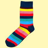 Bassin and Brown Multi Coloured Stripe Socks - Navy.Red.Yellow.Pink.Blue.Green.Brown