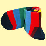 Bassin and Brown Multi Coloured Stripe Socks - Navy.Red.Yellow.Pink.Blue.Green.Brown