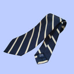 Bassin and Brown Classic Woven Stripe Silk Tie Navy/White