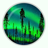 Bassin and Brown Northern Lights and Pine Trees Cufflinks - Green and Blue