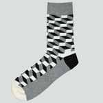 Bassin and Brown Opitical Check Socks - Black.Grey.White