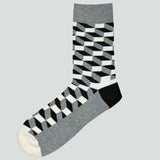 Bassin and Brown Opitical Check Socks - Black.Grey.White
