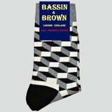 Bassin and Brown Optical Check Socks - Black.Grey.White