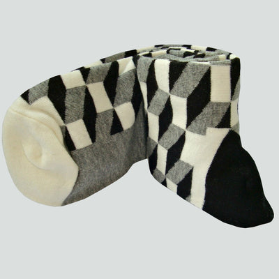 Bassin and Brown Opitical Check Socks - Black.Grey.White