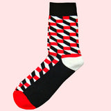 Bassin and Brown Optical Check Socks - Black, Red and White