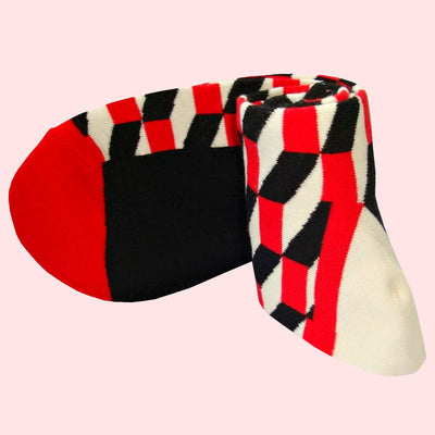 Bassin and Brown Opitical Check Socks - Black, Red and White
