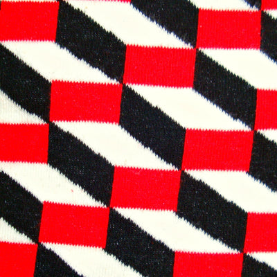 Bassin and Brown Opitical Check Socks - Black, Red and White