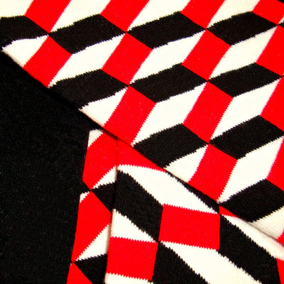 Bassin and Brown Opitical Check Socks - Black, Red and White