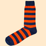 Bassin and Brown Hooped Striped Cotton Socks - Orange and Navy