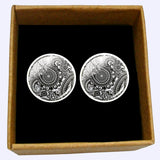 Bassin and Brown Paisley Cufflinks - Grey and White