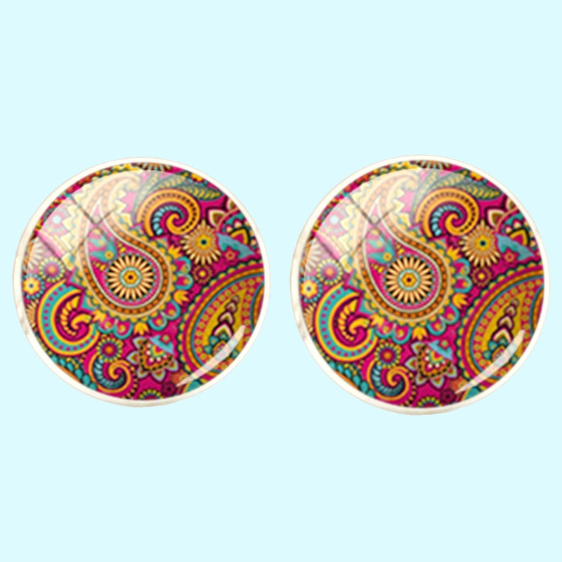 Bassin and Brown Paisley Cufflinks - Wine and Yellow