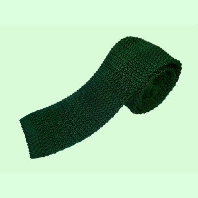 Bassin and Brown Plain Knitted Silk Tie Green