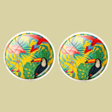 Bassin and Brown Tropical Forest Cufflinks - Yellow, Green, Blue and Red