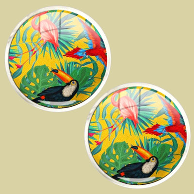 Bassin and Brown Tropical Forest Cufflinks - Yellow, Green, Blue and Red