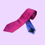 Bassin and Brown Two Colour Plain Woven Silk Tie Pink/Lilac