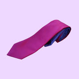 Bassin and Brown Two Colour Plain Woven Silk Tie Pink/Lilac