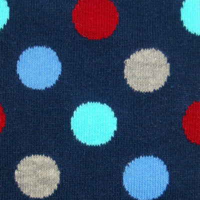Bassin and Brown Polka Dot Striped Socks with Contrasting Heel and Toes - Grey, Blue, Wine and Navy