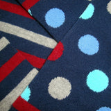 Bassin and Brown Polka Dot Striped Socks with Contrasting Heel and Toes - Grey, Blue, Wine and Navy