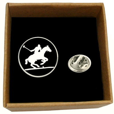 Bassin and Brown Polo Player Jacket Lapel Pin - Black/White