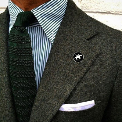 Bassin and Brown Polo Player Jacket Lapel Pin - Black/White