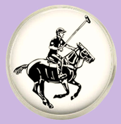 Bassin and Brown Polo Player Jacket Lapel Pin - White and Black