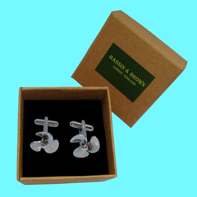 Bassin and Brown Propeller Cufflinks - Silver