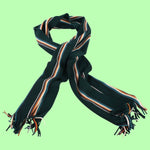 Bassin and Brown - Puskas  - Wool Striped Scarf - Green, White, Blue and Orange
