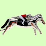 Bassin and Brown Horse Racing Tie Bar -Silver, Black and Red