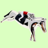 Bassin and Brown Horse Racing Tie Bar -Silver, Black and Red