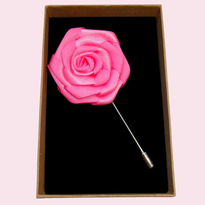 Bassin and Brown Rose Deep Pink Jacket Lapel Pin - 4cm Diameter