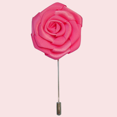 Bassin and Brown Rose Deep Pink Jacket Lapel Pin - 4cm Diameter