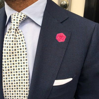 Bassin and Brown Rose Deep Pink Jacket Lapel Pin - 4cm Diameter