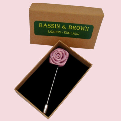 Bassin and Brown Dusky Pink Rose Floral Jacket Lapel Pin