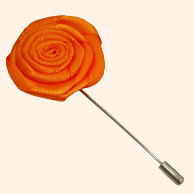 Bassin and Brown Orange Rose Jacket Lapel Pin - 4cm Diameter