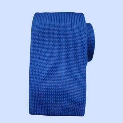 Bassin and Brown  - Plain Knitted Wool Tie Royal Blue