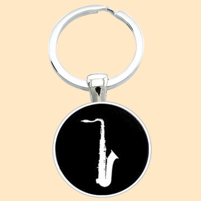 Bassin and Brown Saxophone Keyring - Black and White