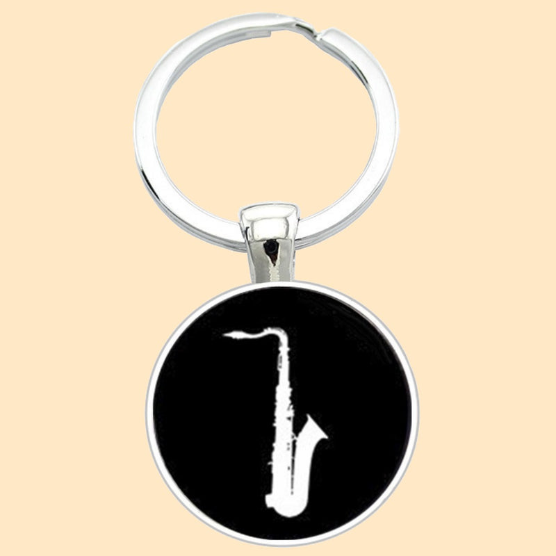 buy Saxophone Keyring black and white shop Bassin and