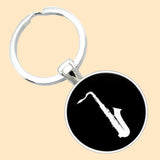 Bassin and Brown Saxophone Keyring - Black and White