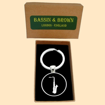 Bassin and Brown Saxophone Keyring - Black and White