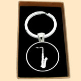 Bassin and Brown Saxophone Keyring - Black and White