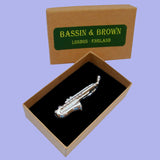 Bassin and Brown Saxophone Tie Bar - Silver