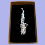 Bassin and Brown Saxophone Tie Bar - Silver