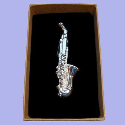 Bassin and Brown Silver Saxophone Tie Bar