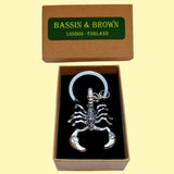 Bassin and Brown Scorpion Keyring - Antique Silver