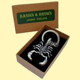 Bassin and Brown Scorpion Keyring - Antique Silver