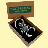 Bassin and Brown Scorpion Keyring - Antique Silver