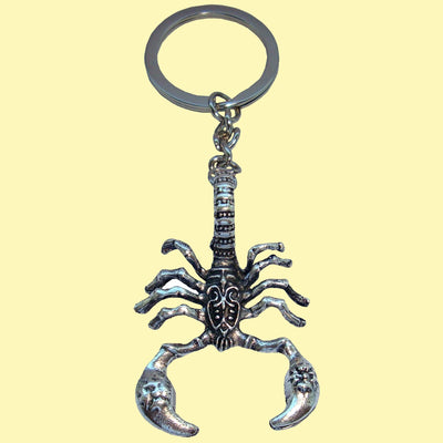 Bassin and Brown Scorpion Keyring - Antique Silver