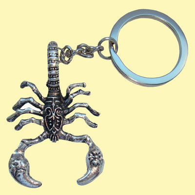 Bassin and Brown Scorpion Keyring - Antique Silver