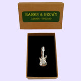 Bassin and Brown Guitar Tie Bar - Silver