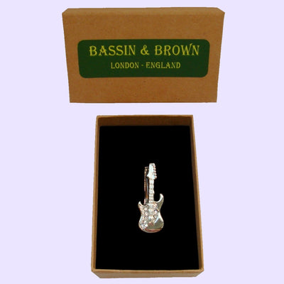 Bassin and Brown Guitar Tie Bar - Silver